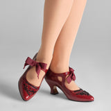 Laurel Beaded Edwardian Shoes (Burgundy/Black)