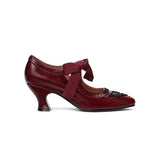Laurel Beaded Edwardian Shoes (Burgundy/Black)
