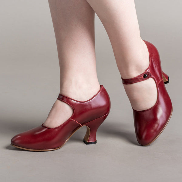 Anna May Women s 1920s Mary Jane High Heels Oxblood