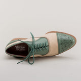 Gladys Vintage Cap Toe Oxfords (Sage/Buff)