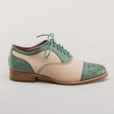 Gladys Vintage Cap Toe Oxfords (Sage/Buff)