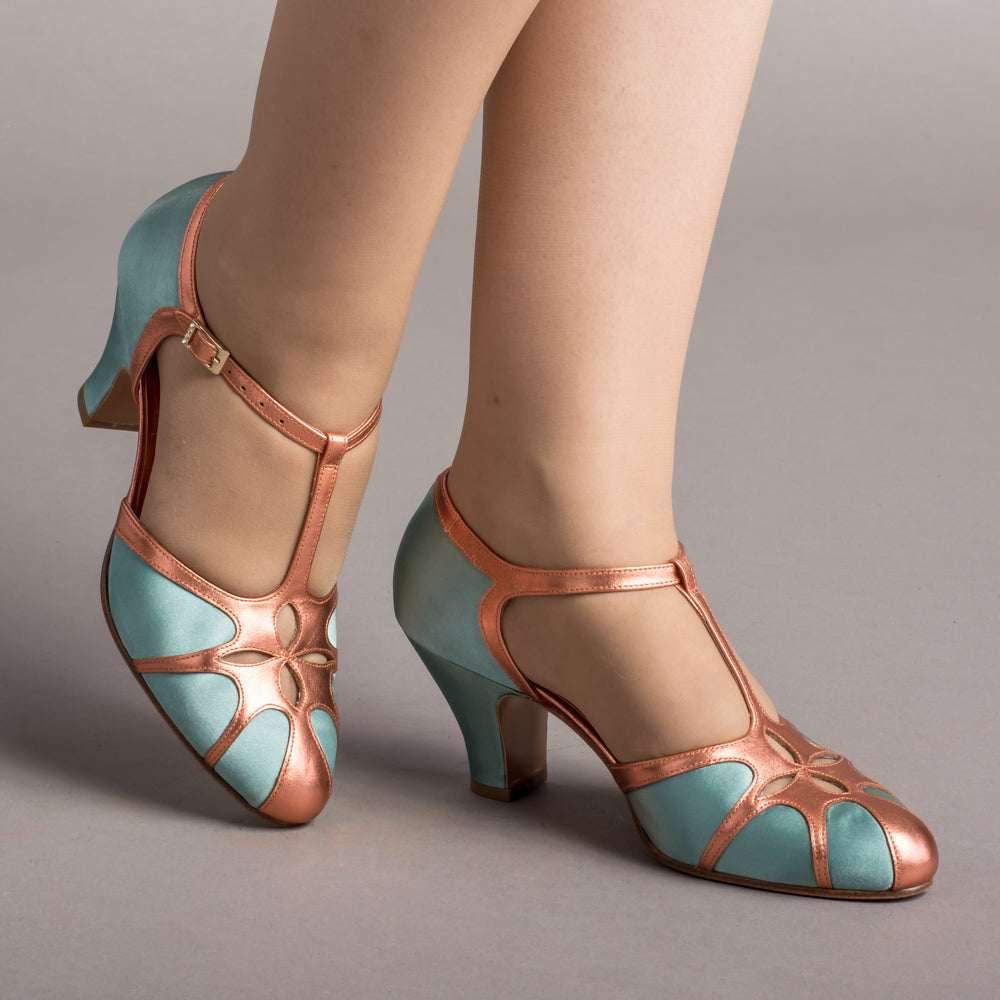 Teal and hot sale gold shoes